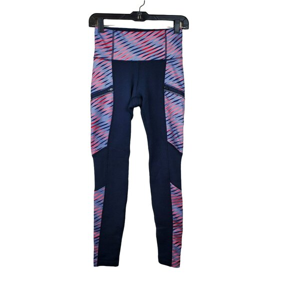 Athleta Womens Fleece Lined Leggings Size XXS 2XS Blue Cozy - Picture 2 of 9